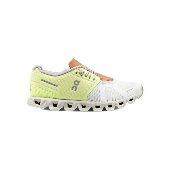 baskets on running cloud 5 jaune pour femme - on running - chaussures de running - régulier