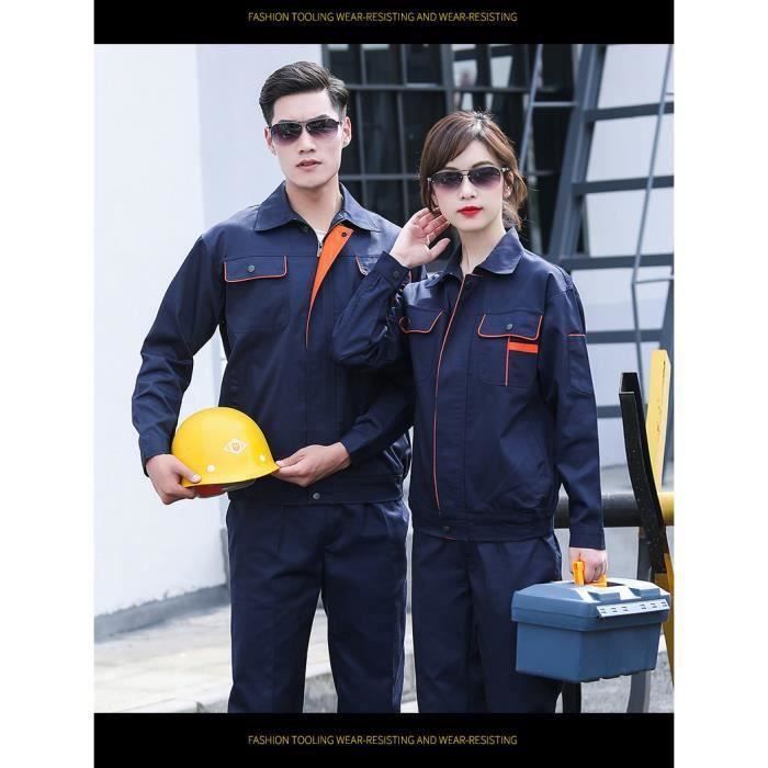 Oyolan Combinaison Imperméable Homme Bande Réfléchissante Combinaison De Pluie à Capuche Zippé Multi-Usage Vêtement De Travail M-4XL Type A Bleu Marine M