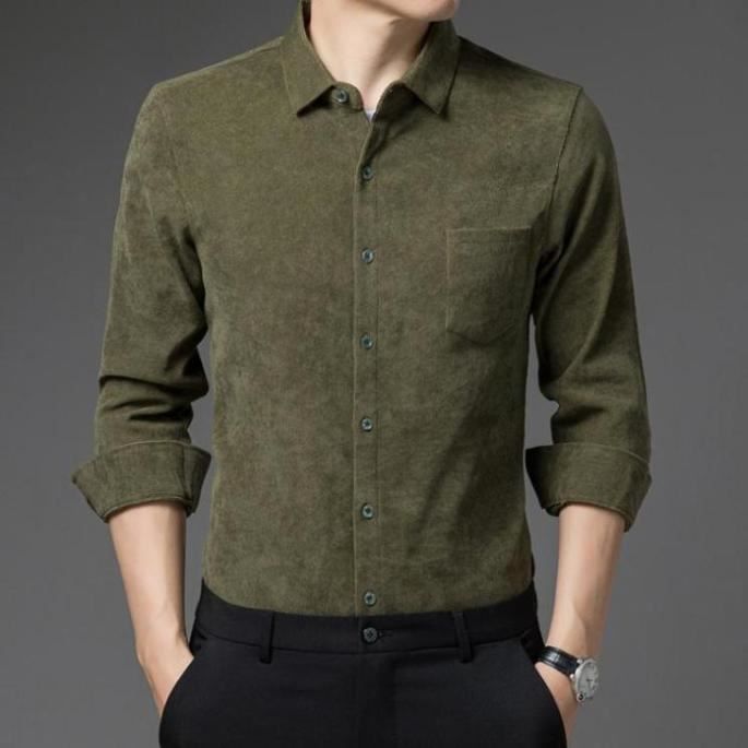 Chemise élégante à Manches Longues Pour Homme - Imprimé Couleur, Coupe Classique, 62% Coton - 2