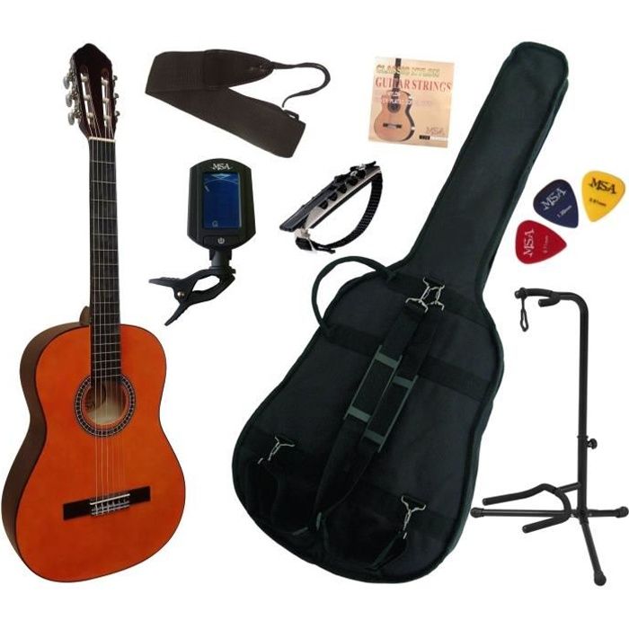 Pack Guitare Classique 4/4 (Adulte) Gaucher Avec 3 Accessoires (nature)