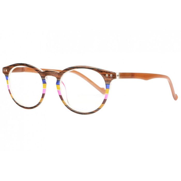 Lunettes Loupe Rondes En Bois - Dioptrie 3,5 - Monture Marron - Pour Lecture Et Bricolage