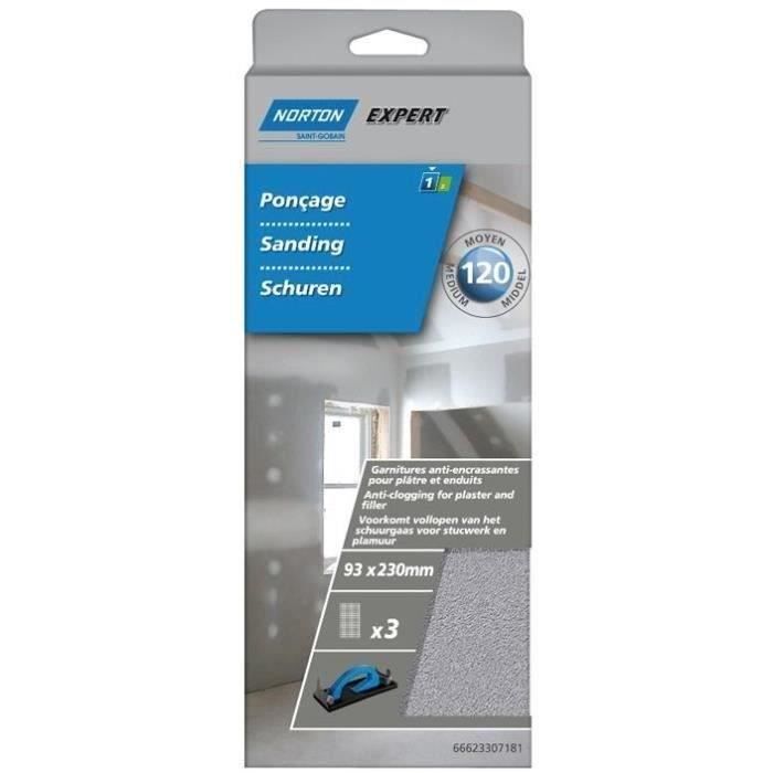 Patin spécial platre 93 x 230 mm grain 120 lot de 3