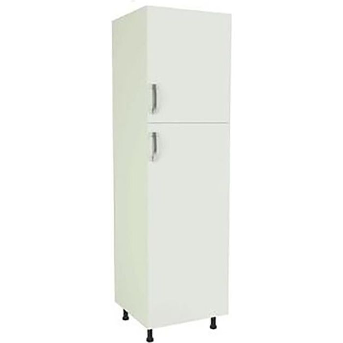 Meuble colonne de cuisine 2 portes coloris blanc - Hauteur 200 x Longueur 60 x profondeur 58 cm Meuble colonne de cuisine 2 portes coloris blanc - Hauteur 200 x Longueur 60 x profondeur 58 cm