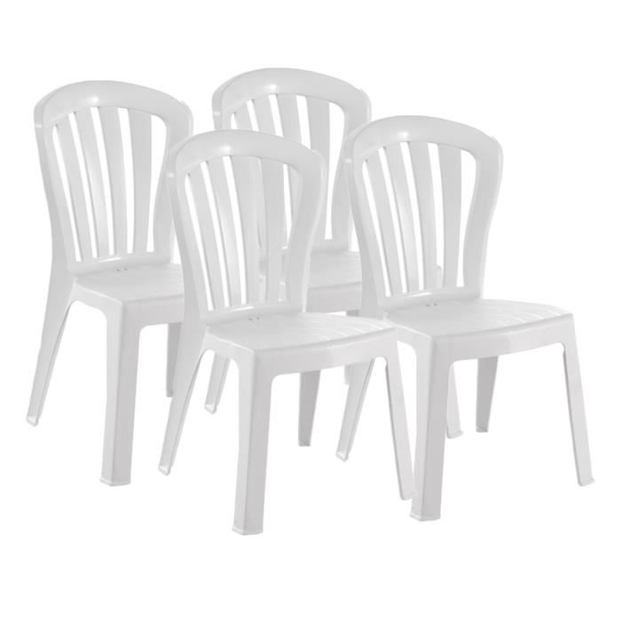 lot de 4 chaises de jardin empilables en résine coloris blanc - longueur 52 x profondeur 52 x hauteur 88 cm