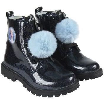 LA REINE DES NEIGES 2 Bottines vernies a Pompon Enfant Fille Noir Cdiscount Chaussures