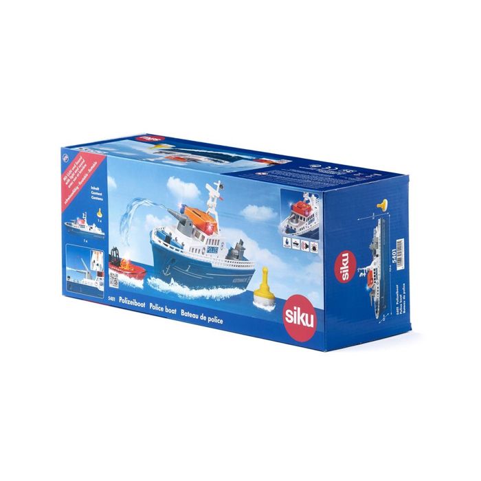 Bateau de police - SIKU - 5401 - Plastique - Bleu/Blanc - Avec canon à eau et lumière