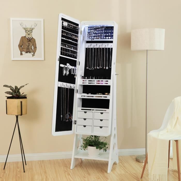 Songmics Armoire A Bijoux Sur Pied Led Miroir Psyche Sans Cadre