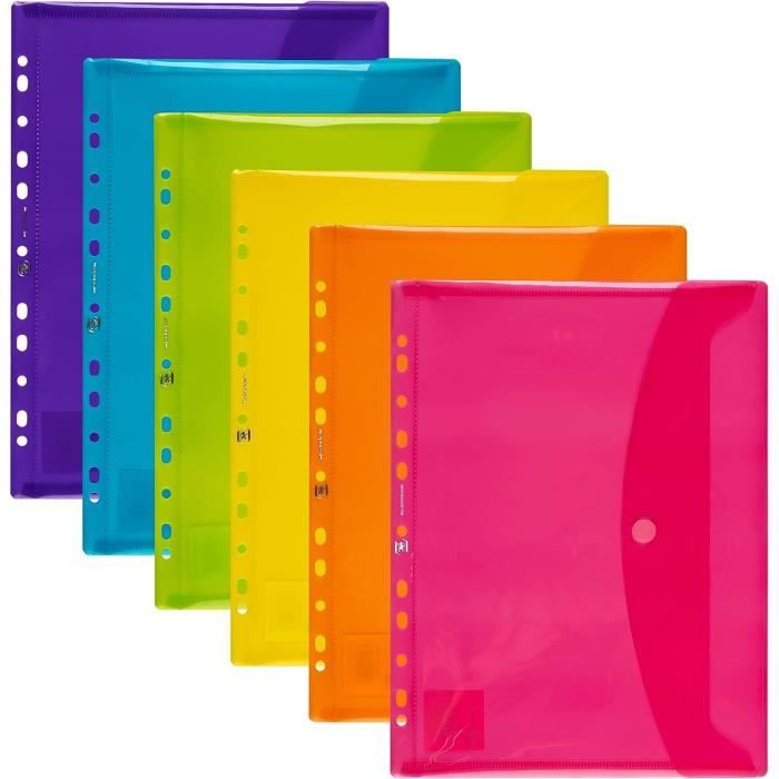 Pochette Document Oxford Flexidoc A4 - Ouverture Latérale, Moitié Perçée - Transparente Incolore - Pour Classement, Présentation
