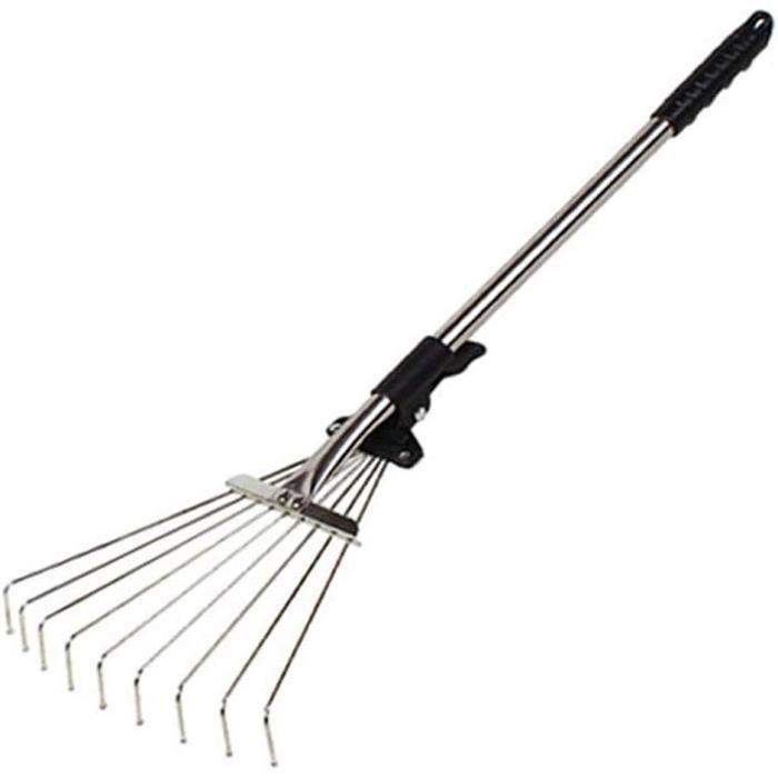 VEVOR Râteau à Feuilles 15 Dents Métalliques Réglable - Manche Télescopique 81-160 Cm - Jardin Pelouse