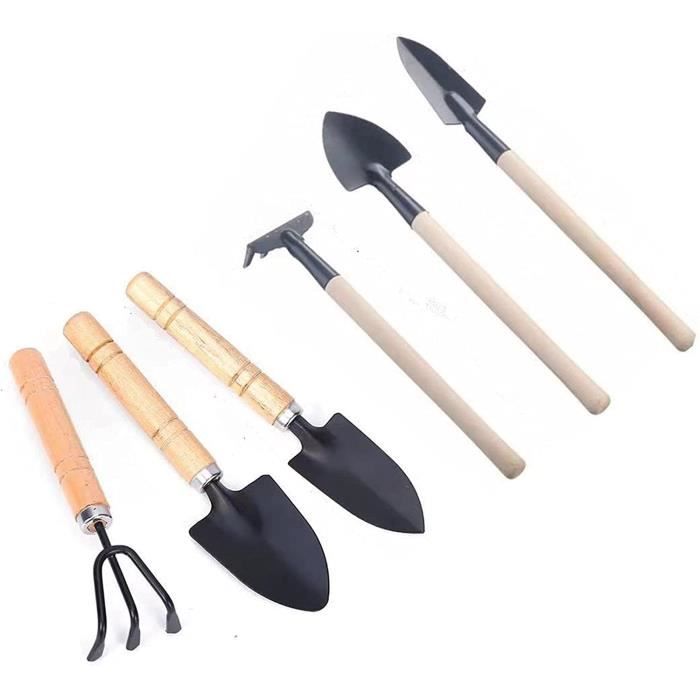 Kit De 6 Mini Outils De Jardin à Main Wagoodter - Pelle, Râteau Et Transplantoir Légers En Métal, Parfaits Pour Les Plantes En Pot, Intérieur Et Extérieur - 5