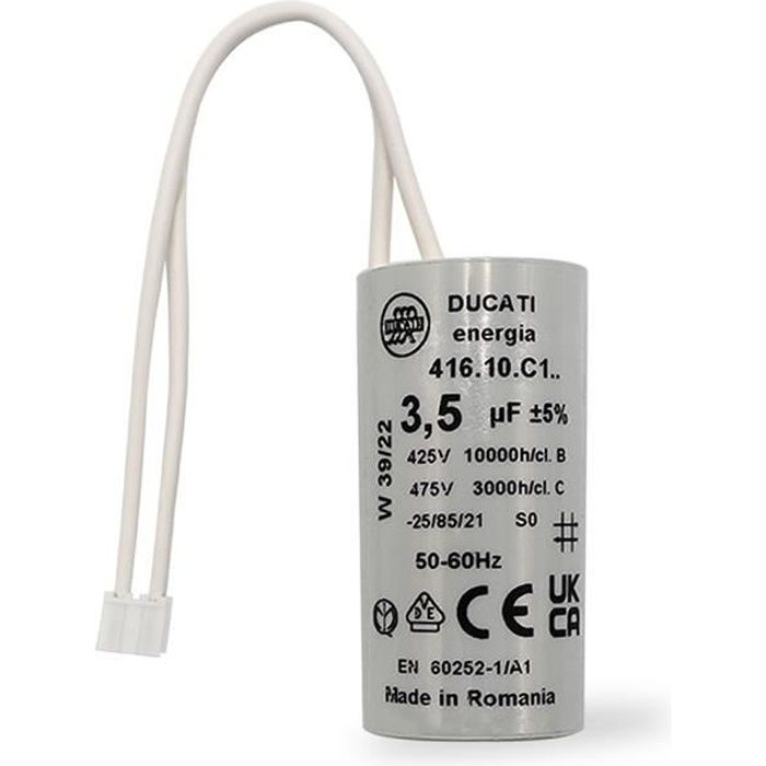 Ducati Energia Kondensator 30µF 450V - Rund Kondensator Mit Doppelsteckhülsen