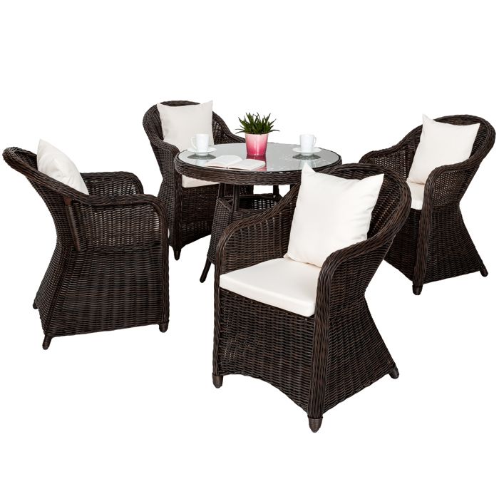 Tectake Salon De Jardin Zurich 4 Personnes 4 Fauteuils 1 Table