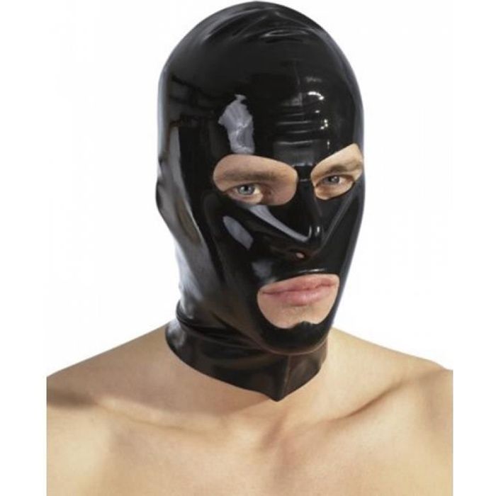 Cagoule en latex à 3 panneaux pour hommes avec yeux et bouche ouverts - Boutique Latex UK Cagoule en latex à 3 panneaux pour hommes avec yeux et bouche ouverts - Boutique Latex UK