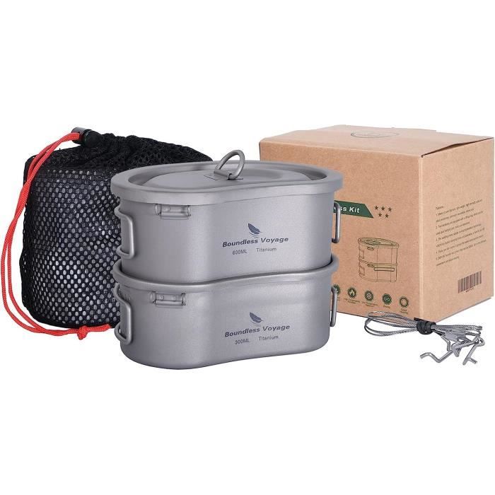 Tasse/titanium Camping 450/750ml - Couvercle Et Poignée Pliante - NEUF