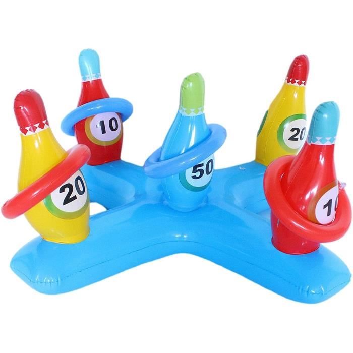KAHEIGN – Set De 5 Jouets Gonflables Pour Piscine – 2 Radeaux De 140 Cm, 2 Bâtons, 1 Bouée Donut – Jeux De Combat Aquatique Pour L’été