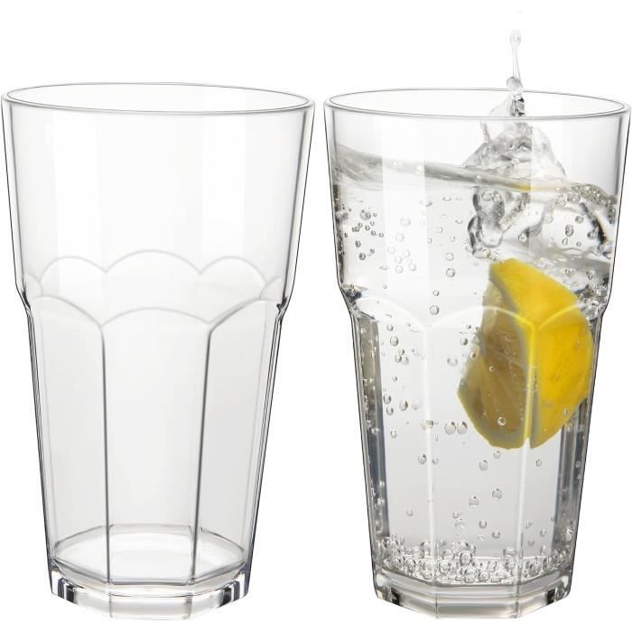 Lot De 2 Verres Incassables En Tritan Sans BPA – 380 Ml – Idéal Pour Vin, Eau, Cocktails – Passe Au Lave-vaisselle