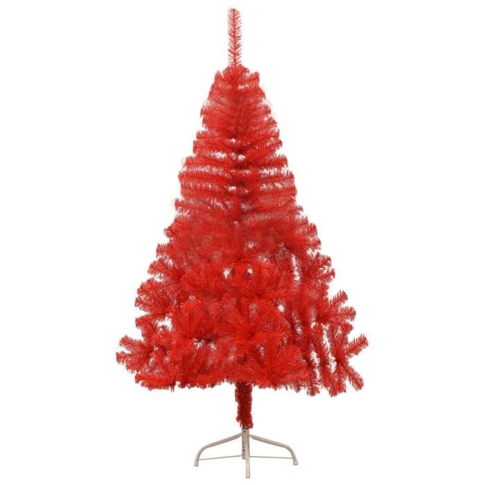 FHE Demi sapin de Noël artificiel avec support Rouge 120 cm PVC