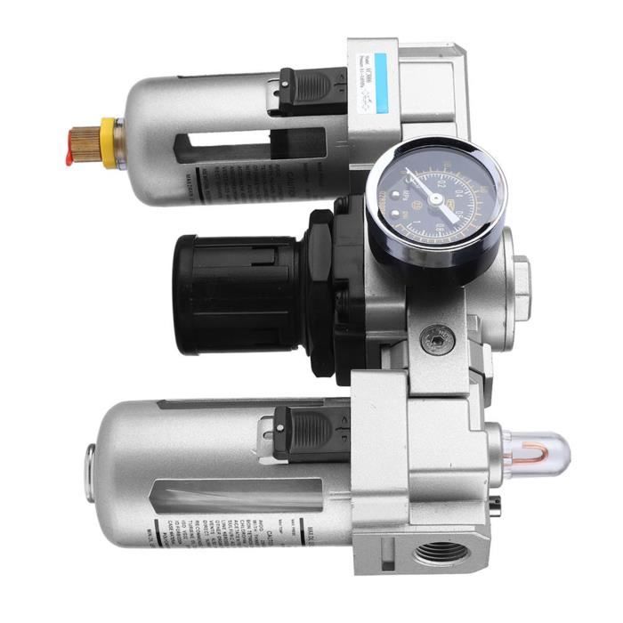 Régulateur Pression Air 1/4 Avec Filtre Séparateur Eau/huile - Pour Pistolet Pneumatique, Peinture, Manomètre Inclus