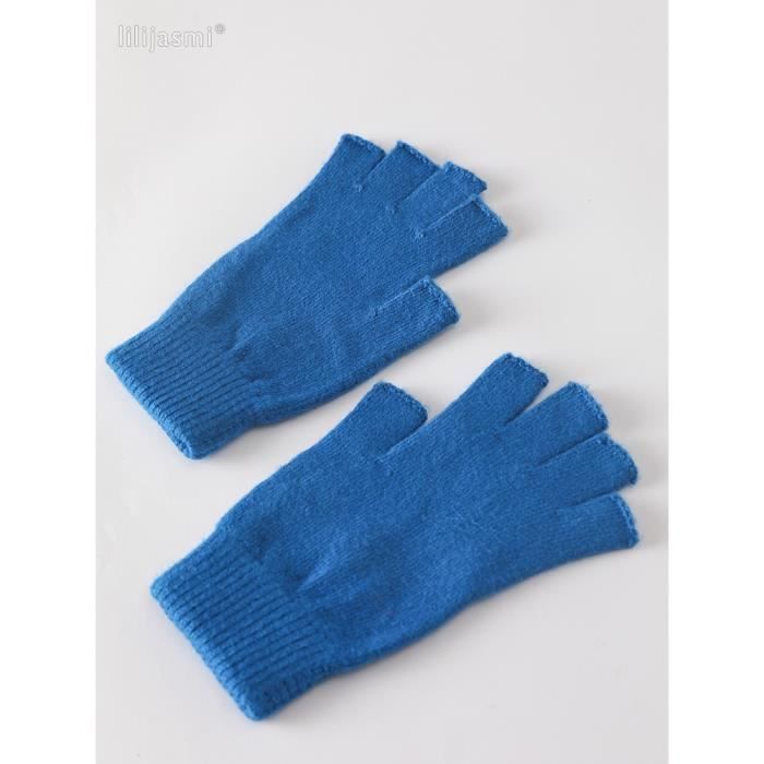 GANT Bleu Taille unique Gants de travail tricotes pour femmes en laine bout ouvert collection hiver et automne mitaines de cond Cdiscount Pret a Porter