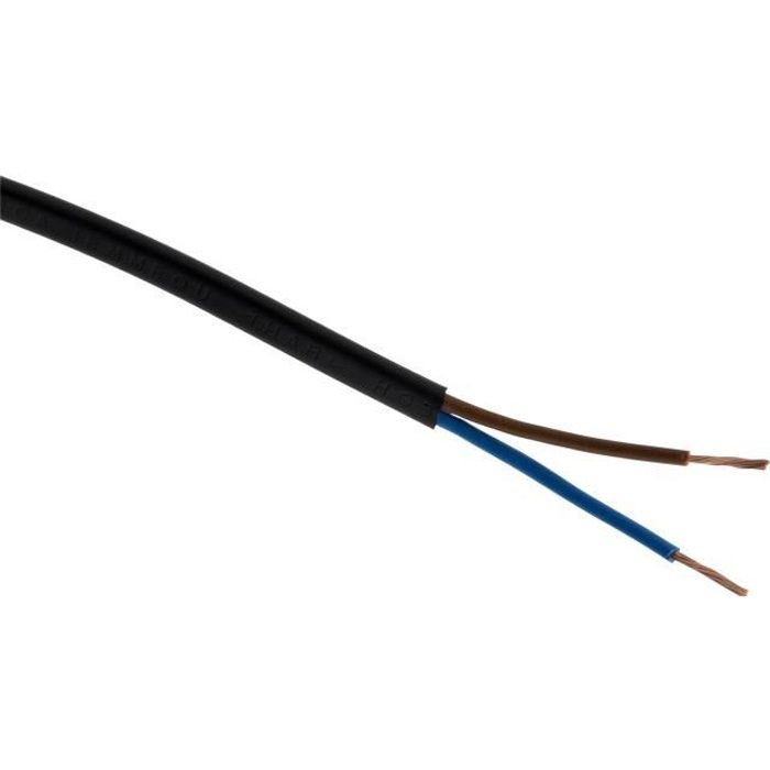 Câble d'alimentation électrique HO3VVH2-F 2x 0,75 Noir - 5m
