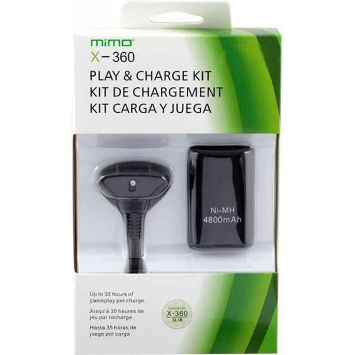 Kit de charge Chargeur Câble plug pour manette sans fil Xbox 360 Noir