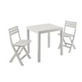 Dmora Set salon d’extérieur Ortisei, Salon de jardin composé de 1 table rectangulaire et de 2 chaises pliantes, Blanc-1
