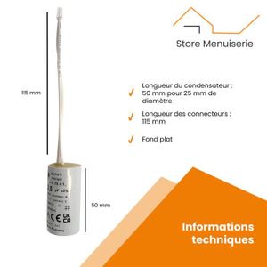 Condensateur 4 µF Bubendorff - Pour Moteur Volet Roulant - Facile à Installer - Ducati Energia