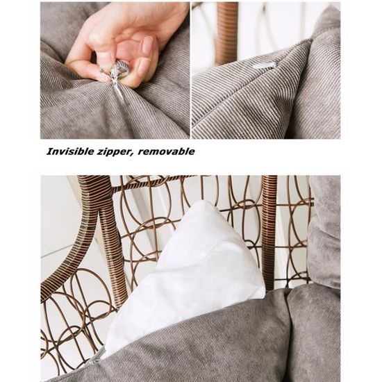 Nmg1 Housse de coussin de chaise à suspendre pour chaise d'œuf à suspendre pour intérieur et extérieur, balancelle, coussins de chaise pour terrasse, jardin, housse de coussin de changement (sans Nmg1 Housse de coussin de chaise à suspendre pour chaise d'œuf à suspendre pour intérieur et extérieur, balancelle, coussins de chaise pour terrasse, jardin, housse de coussin de changement (sans