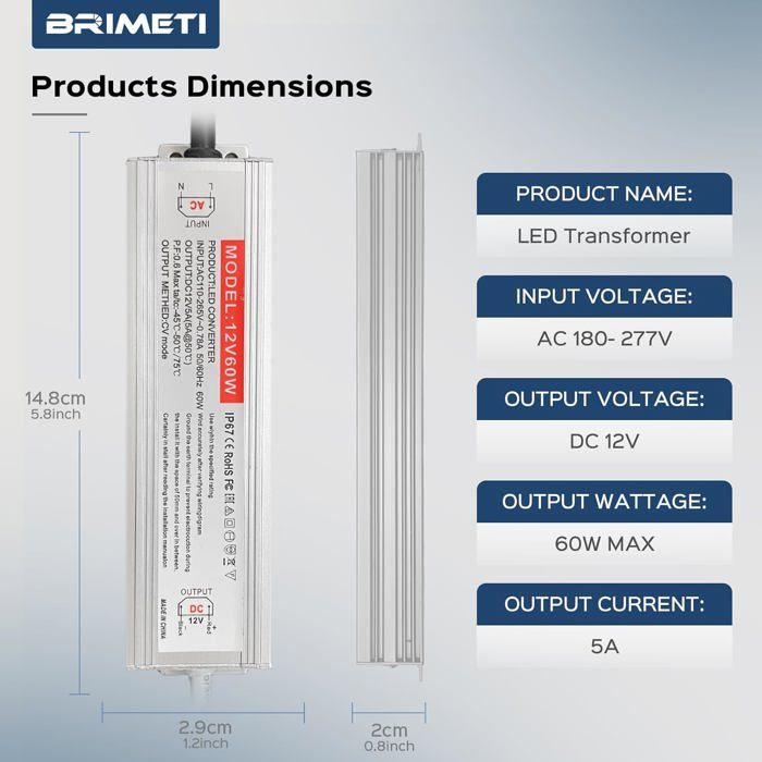Transformateur Led 12V 60W, Led Driver 220V 5A, Led Transfo Ac À Dc