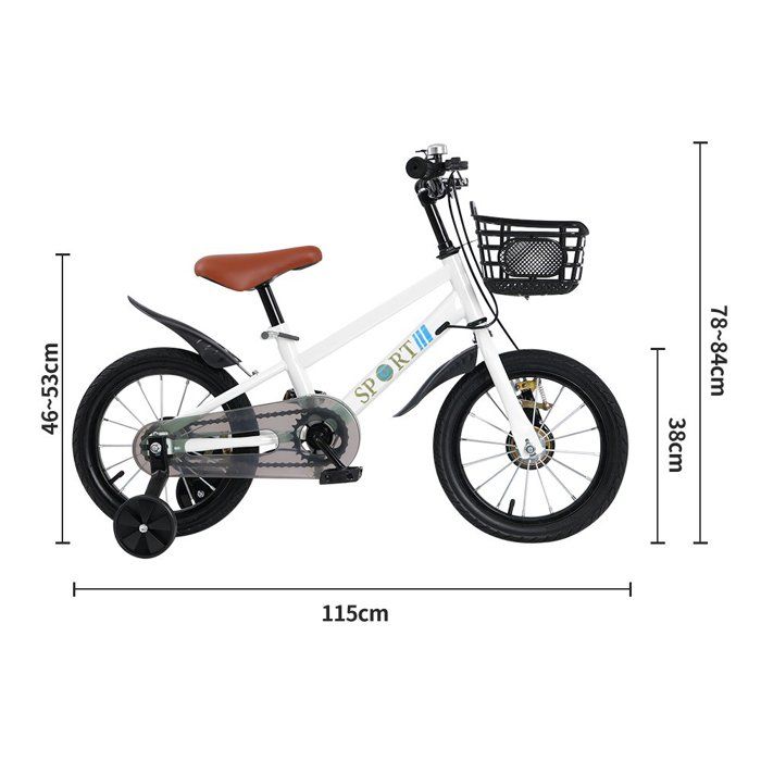 Generisch Vélo stabilisateur pour enfant 16 pouces garçon fille VTT enfants à partir de 4 ans, tout-petits et enfants, avec phare, garde-boue