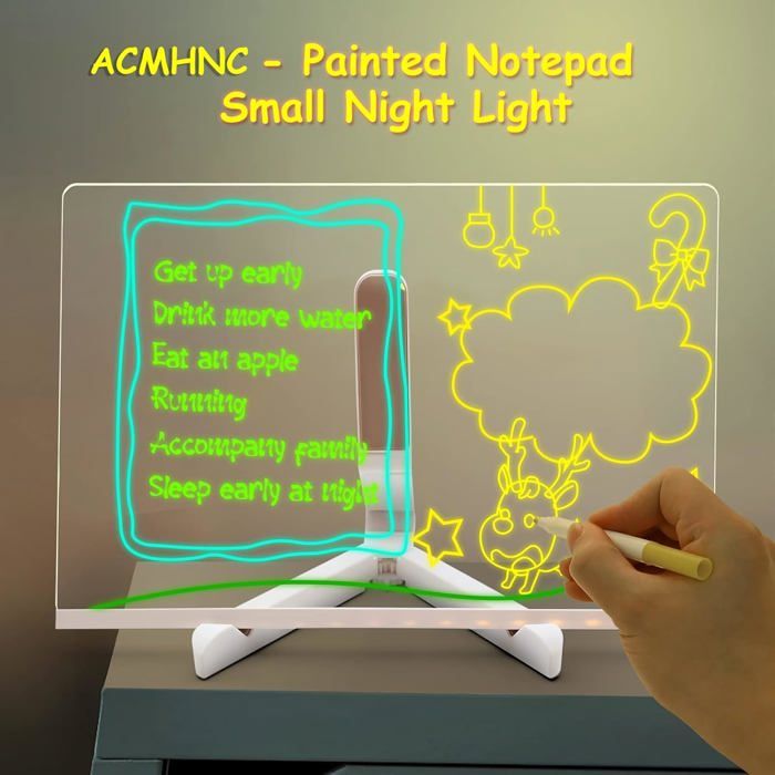 Tableau lumineux à dessin LED 30×20 cm - Tableau LED effaçable avec