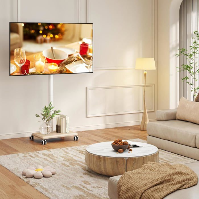 RFIVER Support TV Pied Avec 3 Étagères Pour Téléviseur De 27 à 55 Pouce