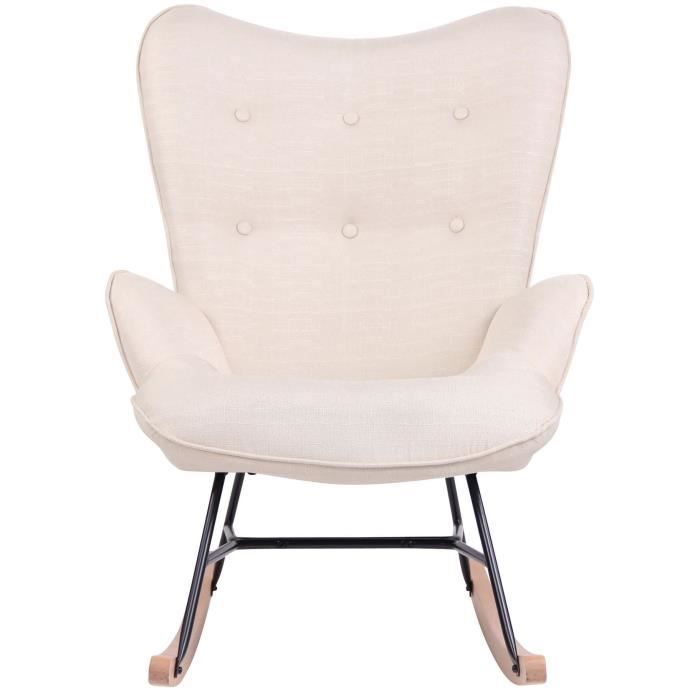 CLP Chaise A Bascule Sanka en Tissu I Fauteuil A Bascule avec Support en Métal I Fauteuil De Relaxation avec Patins en Bois, Couleur:Gris foncé