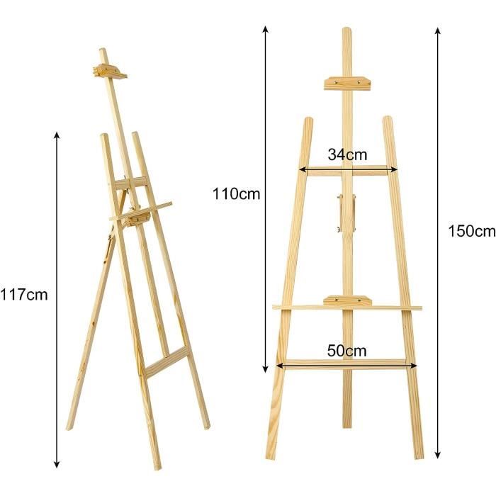 Biscottini Chevalet Peinture En Fer Forgé L53xPR96xH150 Cm - Trépied Stable Pour Toiles Et Expositions