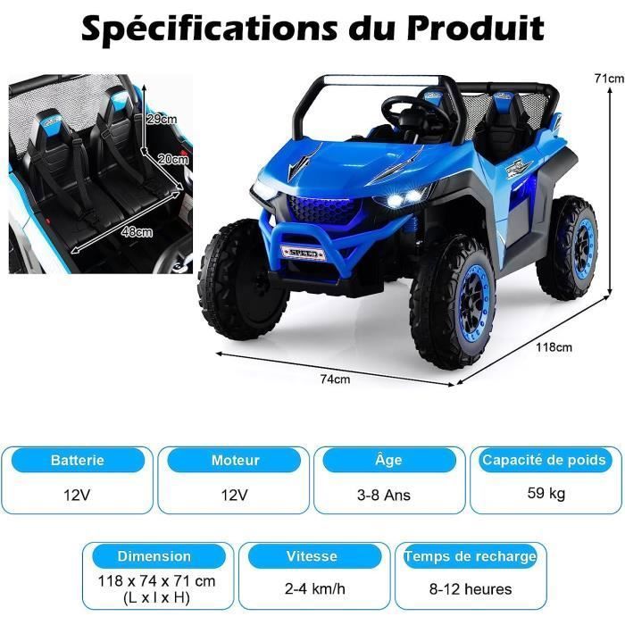 Voiture électrique Enfant 12V GOPLUS 2 Places - Avec Télécommande 2,4G, Lumière, Musique, Rose