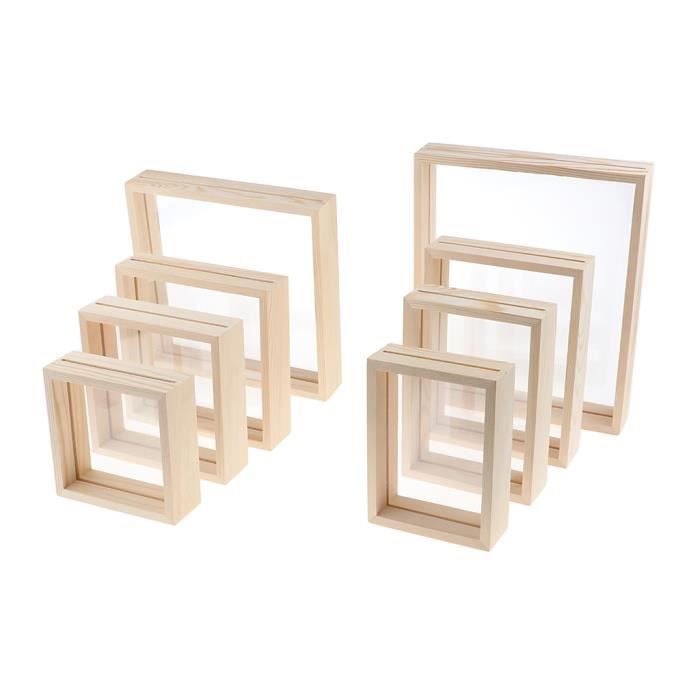 Cadre en bois Effect Top Cube 60x90 cm argenté verre musée