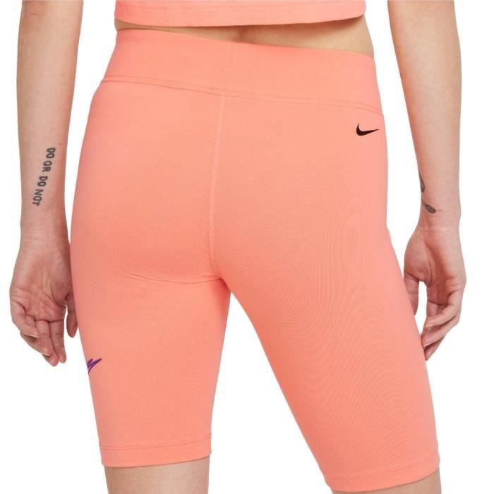 Short Cycliste Femme Nike Essential Orange Coupe ajustee Taille haute