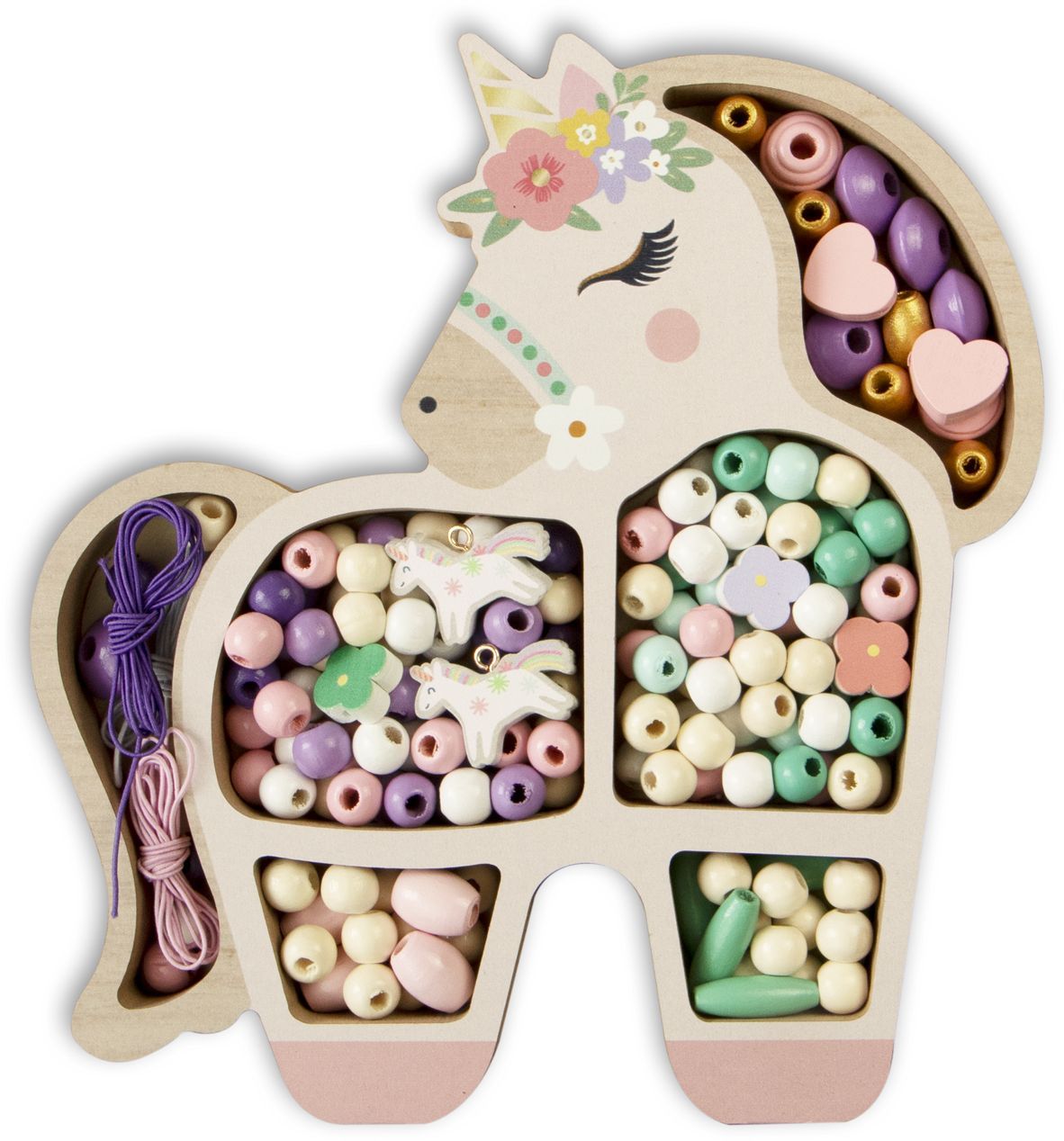Loisirs Créatifs Enfant - Coffret de Perles en Bois Imprimées - Dès 3 ans - Sycomore - CRE3266