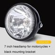 Fydun phare de moto rond 7 'Phare LED Jaune Universel 12V H4 35W Moto Rond avec Support Noir-2