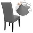 Lsport20337-HZDHCLH Housse de chaise 6 pièces extensible pour Salle à Manger décor facile à nettoyer et durable Gris-2