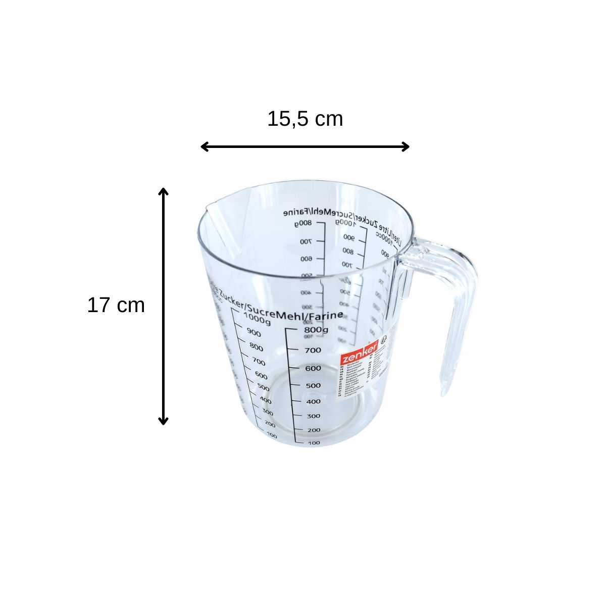 Pichet en plastique transparent de 1500 ml pour mesurer, pour la cuisine,  la pâtisserie, les doseurs, 7 tasses faciles à lire ( A371 - Cdiscount  Maison