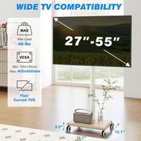 Support TV Pivotant Universel 32-55 Pouces Avec Base Bois Blanc - Hauteur Réglable Jusqu'à 40kg