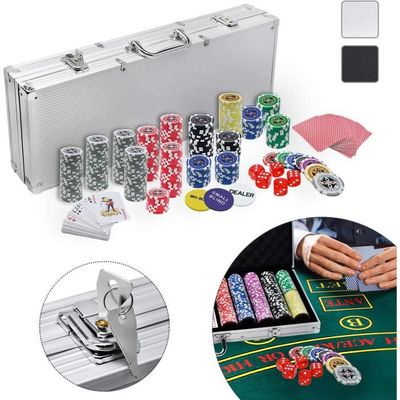 Set De Poker Pro 500 Jetons - Mallette Aluminium Avec 2 Tapis, 5 Dés, Bouton Dealer - Texas Hold'em, Blackjack - 8