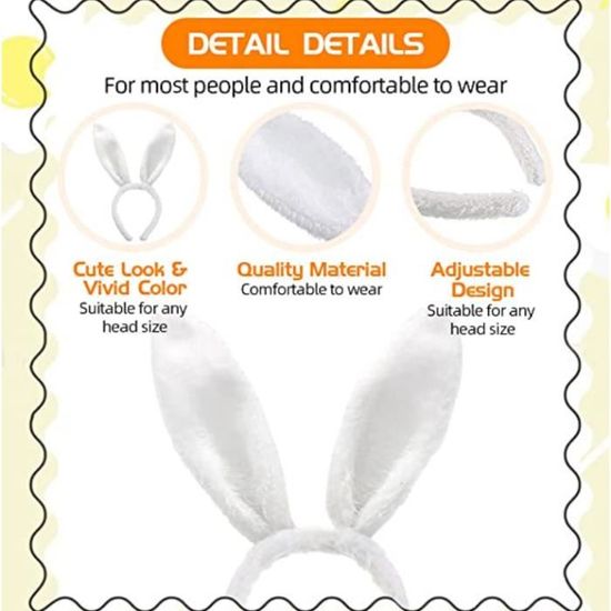 VBKITW Bandeau Oreilles De Lapin En Peluche - Serre-tête Pliable Et Ajustable Pour Enfants Et Adultes - Accessoire Carnaval, Pâques Ou Fête - Fourrure Douce