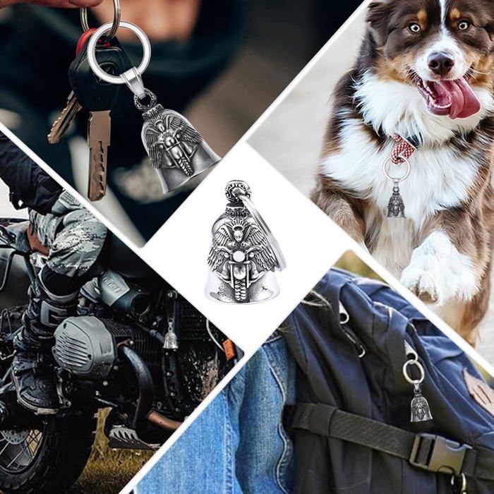 Guardian Angel , Moto,Clochette Moto,Clochette Moto Porte Bonheur,Acier Inoxydable Clochette Pour Motard,Forme Ailes Lucky Bell Cloche Moto,Porte-Bonheur Protection Avec Anneau Suspendu Guardian Bell