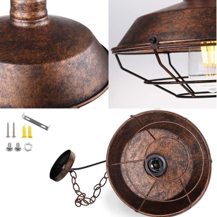 Rétro Lustre Suspension Industrielle E27 Douille Rouille Plafonnier Luminaire | Leroy Merlin