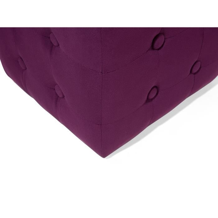 Pouf en Velours Repose-Pieds Tabouret Capitonné Cube Chambre à Coucher