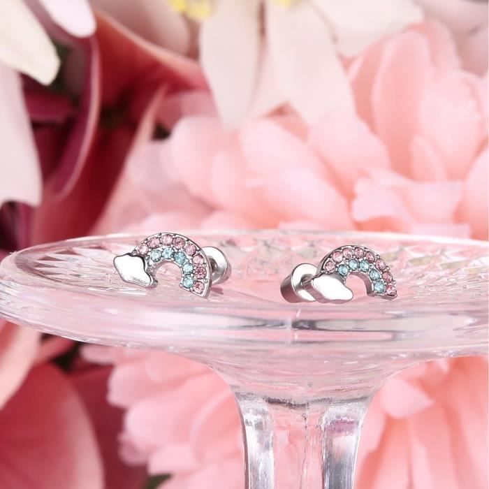 12 Paires Boucle d'Oreille Clip pour Fille, Clips Oreilles Non Percées de Licorne Sirène Papillon Arc-En-Ciel Cœur Fleur, Bijoux Princesse Mignons Cadeaux d'Anniversaire et de Noël pour Filles