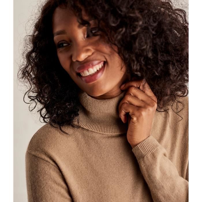 WoolOvers Pull col roul ajust Femme Cachemire M rinos Marron