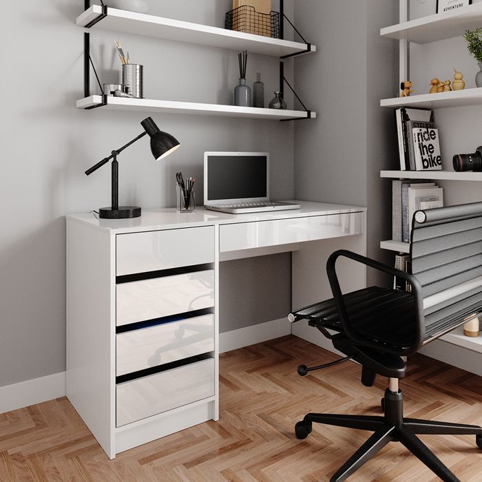 Coiffeuse Vicco Arles Blanc/gris Clair Avec Miroir Rond Et 2 Tiroirs (neuf)